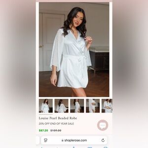 LE ROSE Louise Pearl Beaded Robe
White / S/M